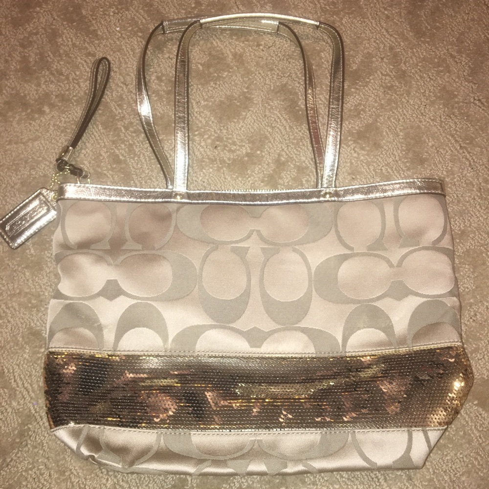 Gold sequin Coach bag